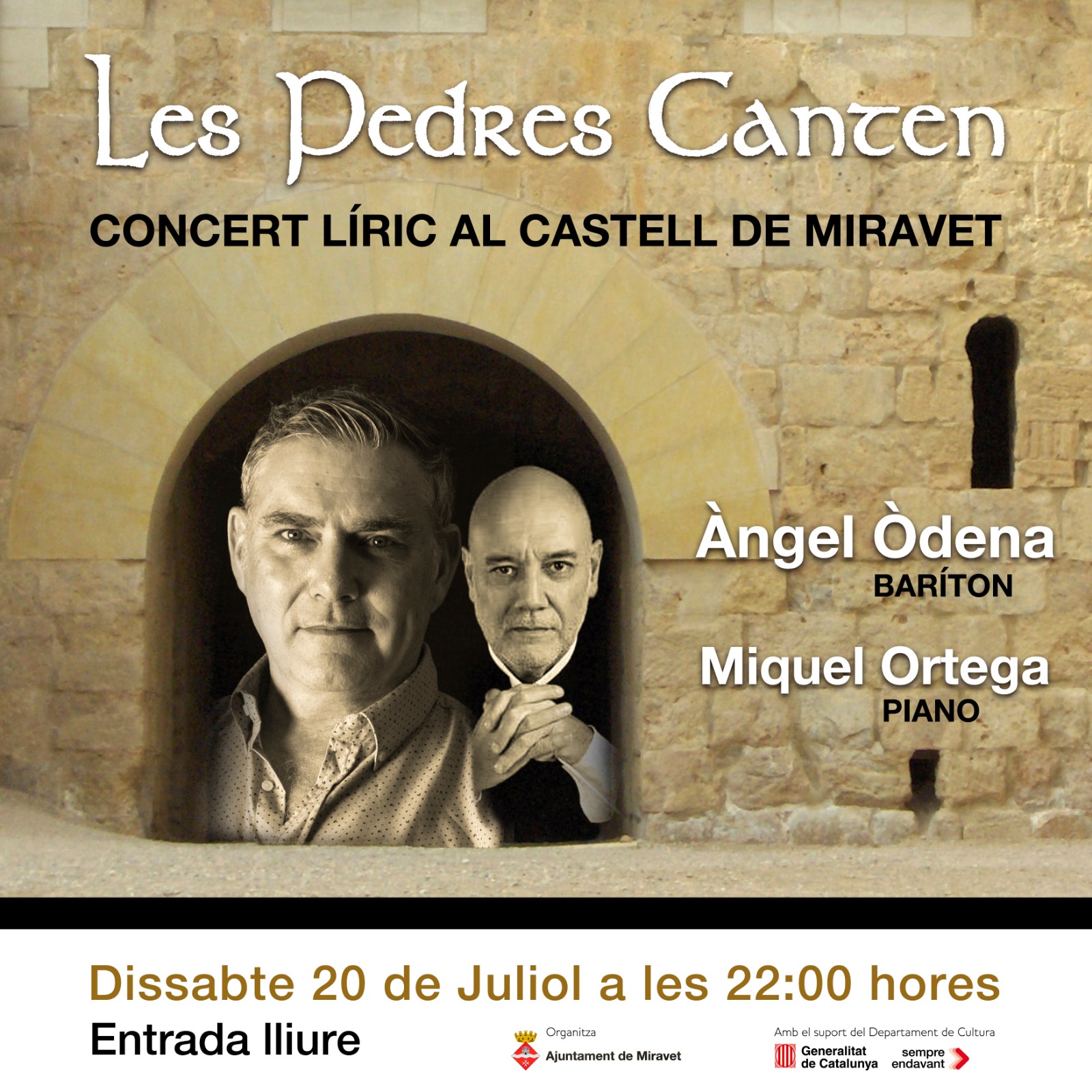 El baríton Àngel Òdena i el pianista Miquel Ortega s’uneixen en un concert líric el dia 20 de juliol al Castell de Miravet.